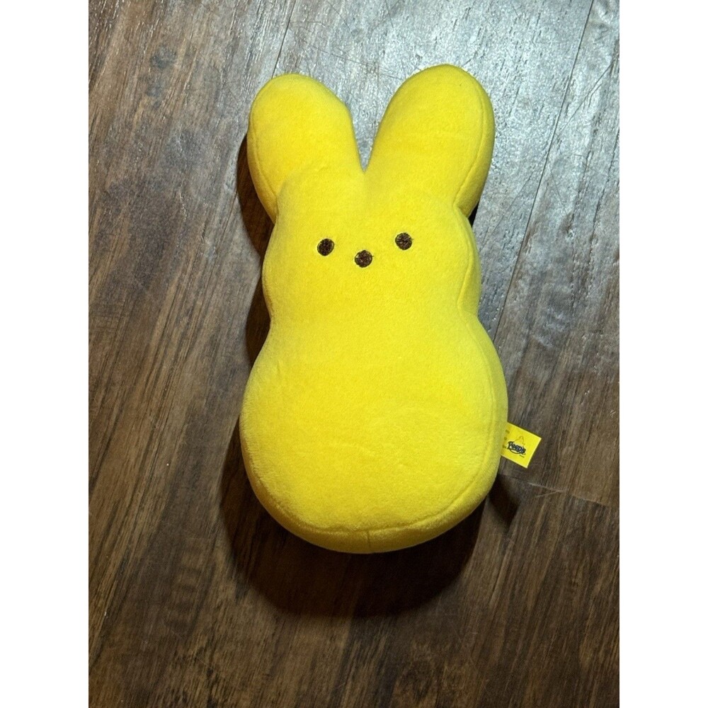 Peeps Easter Bunny Plush Yellow Stuffed Toy Soft Weighted Bottom 9”